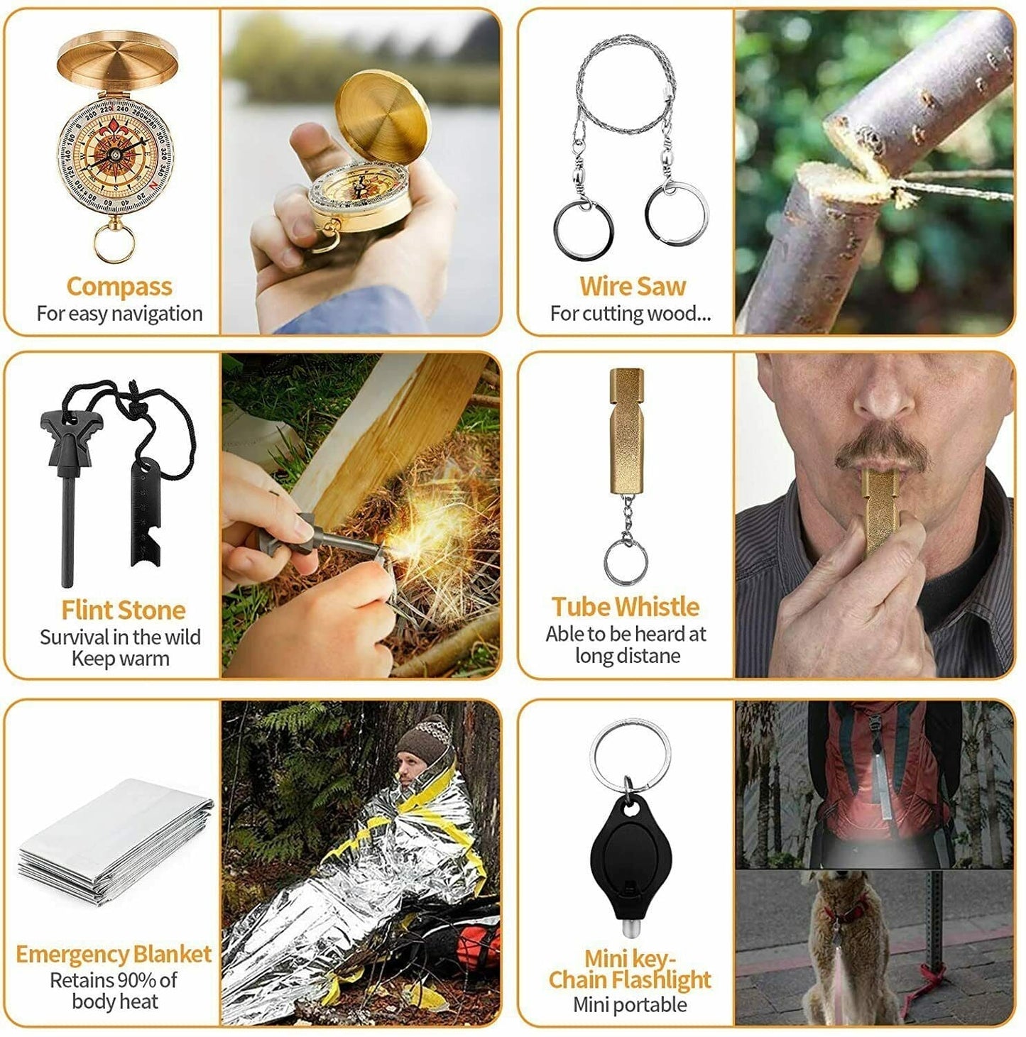 14-In-1 Outdoor Emergency Survival Kit for camping, hiking, and tactical use.